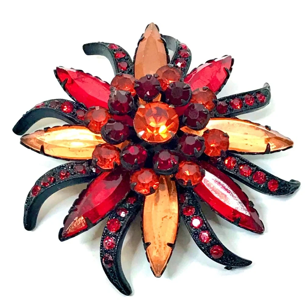Vintage Large Retro Brooch Sunburst Jewelry Pin